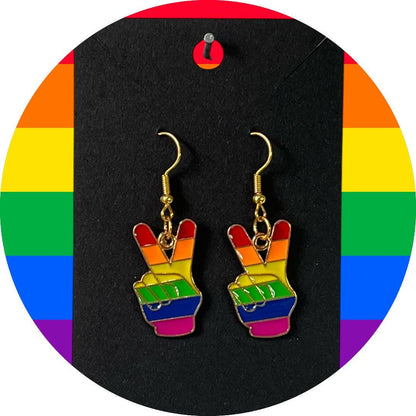 Pride Peace Gold-Plated Drop Hook Earrings