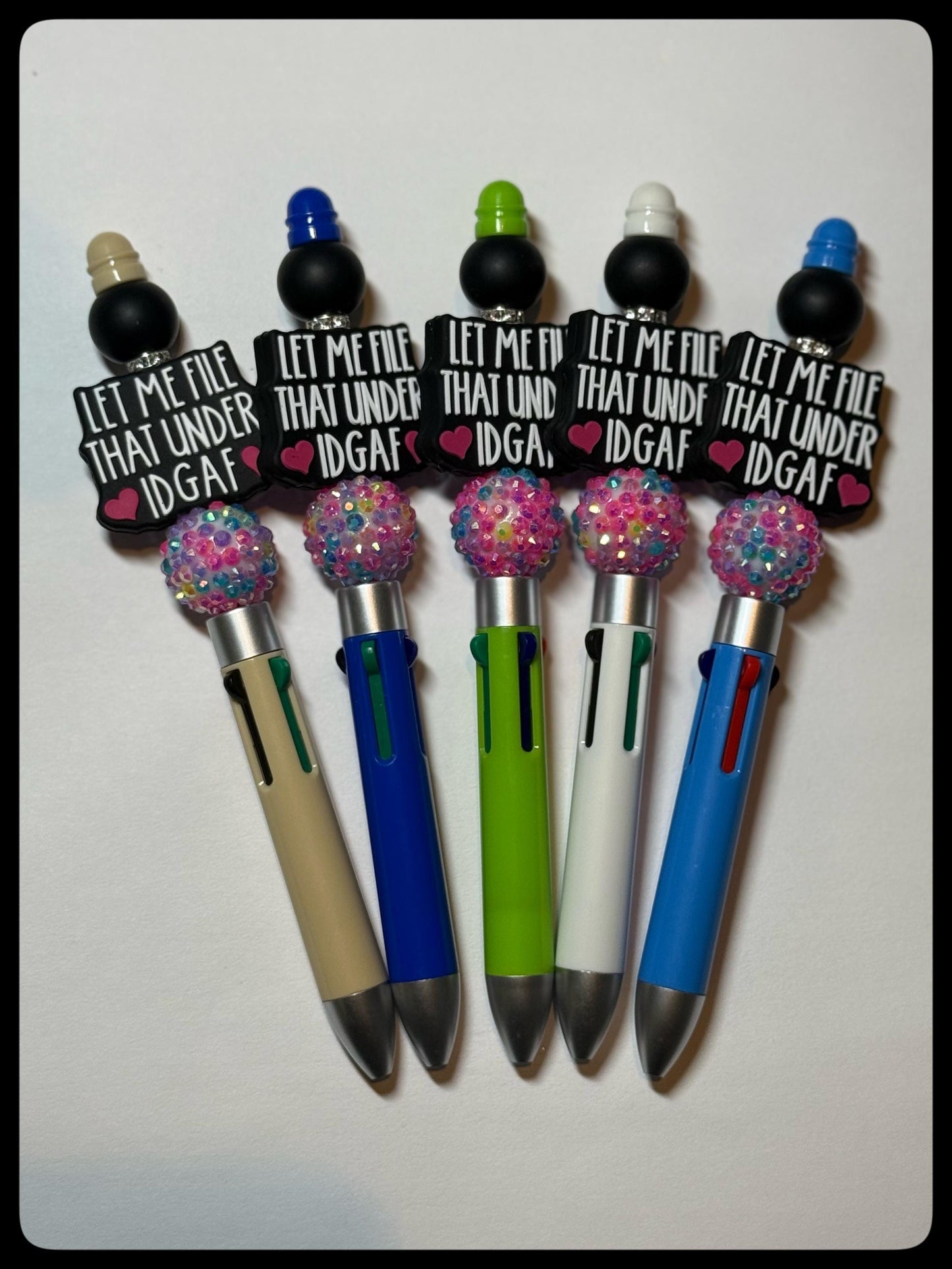 Let Me File That Under IDGAF – Sparkle Silicone Beaded Multicolour Ballpoint Pen 🌈✨