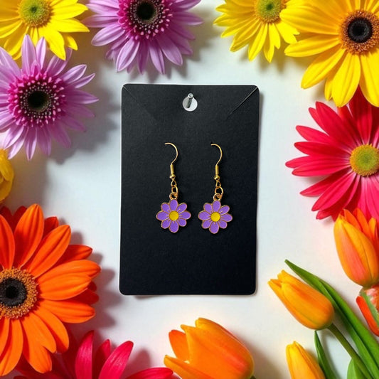 🌼Flower Gold-Plated Drop Hook Earrings - VARIOUS COLOURS 🌼