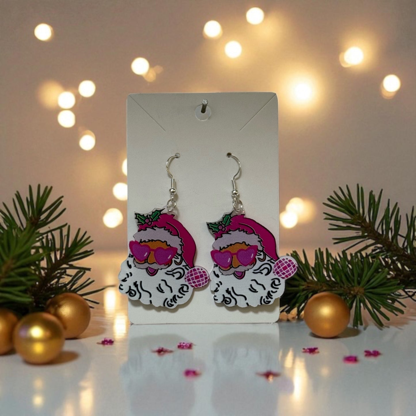 🎅✨ Glitter Santa Drop-Hook Earrings ✨🎅
