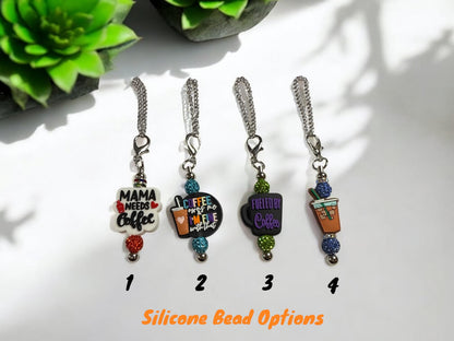 COFFEE Pendants with Sparkly Charms - Assorted Drink Bottle / Cup Charms (Silver Chain) ☕