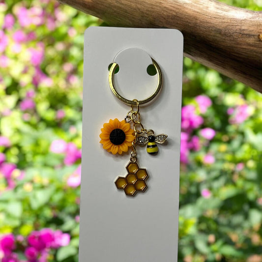 BEE Happy Gold-Plated Keychain – A Touch of Sunshine on the Go! 🌻🐝✨