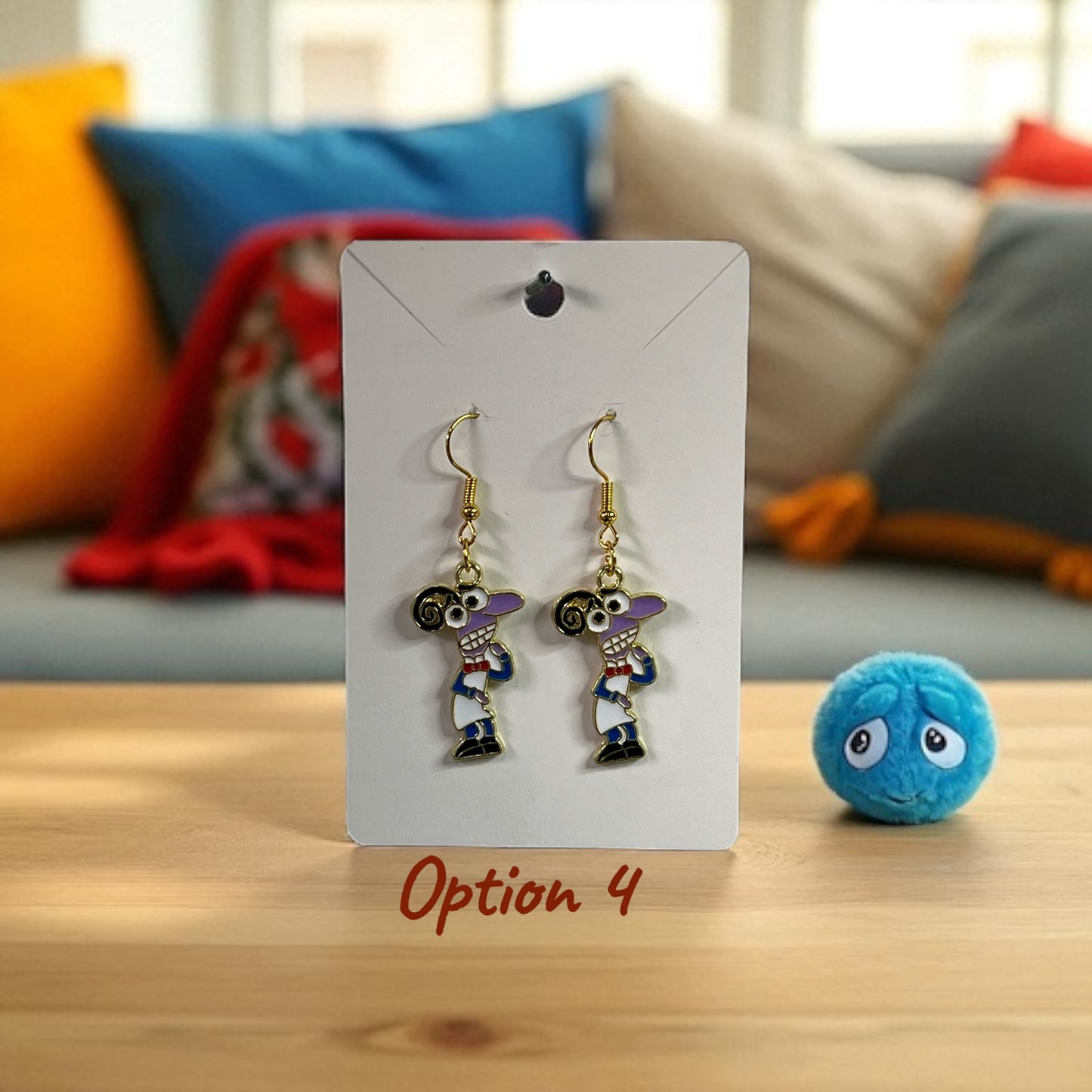 Inside-Out Inspired Gold Plated Drop-Hook Earrings