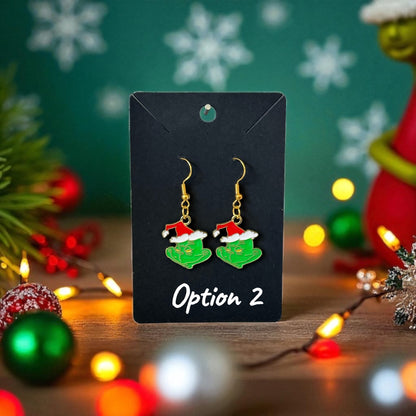 💚🎄 Grinch-Inspired Drop-Hook Earrings 🎄💚