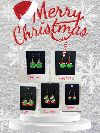 💚🎄 Grinch-Inspired Drop-Hook Earrings 🎄💚