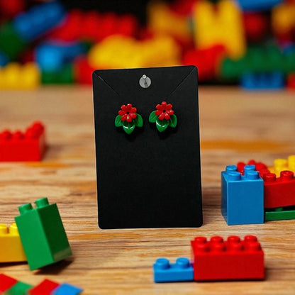 🌸 LEGO® 'Green Leaves' Flower Stud Earrings – Pick Your Petals! 🌸