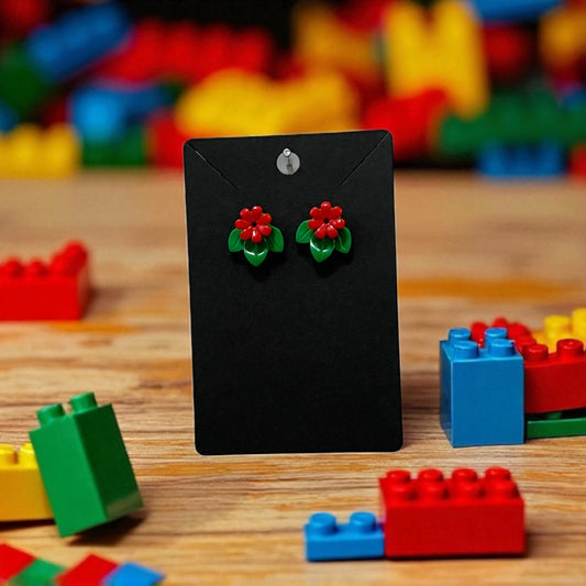 🌸 LEGO® 'Green Leaves' Flower Stud Earrings – Pick Your Petals! 🌸