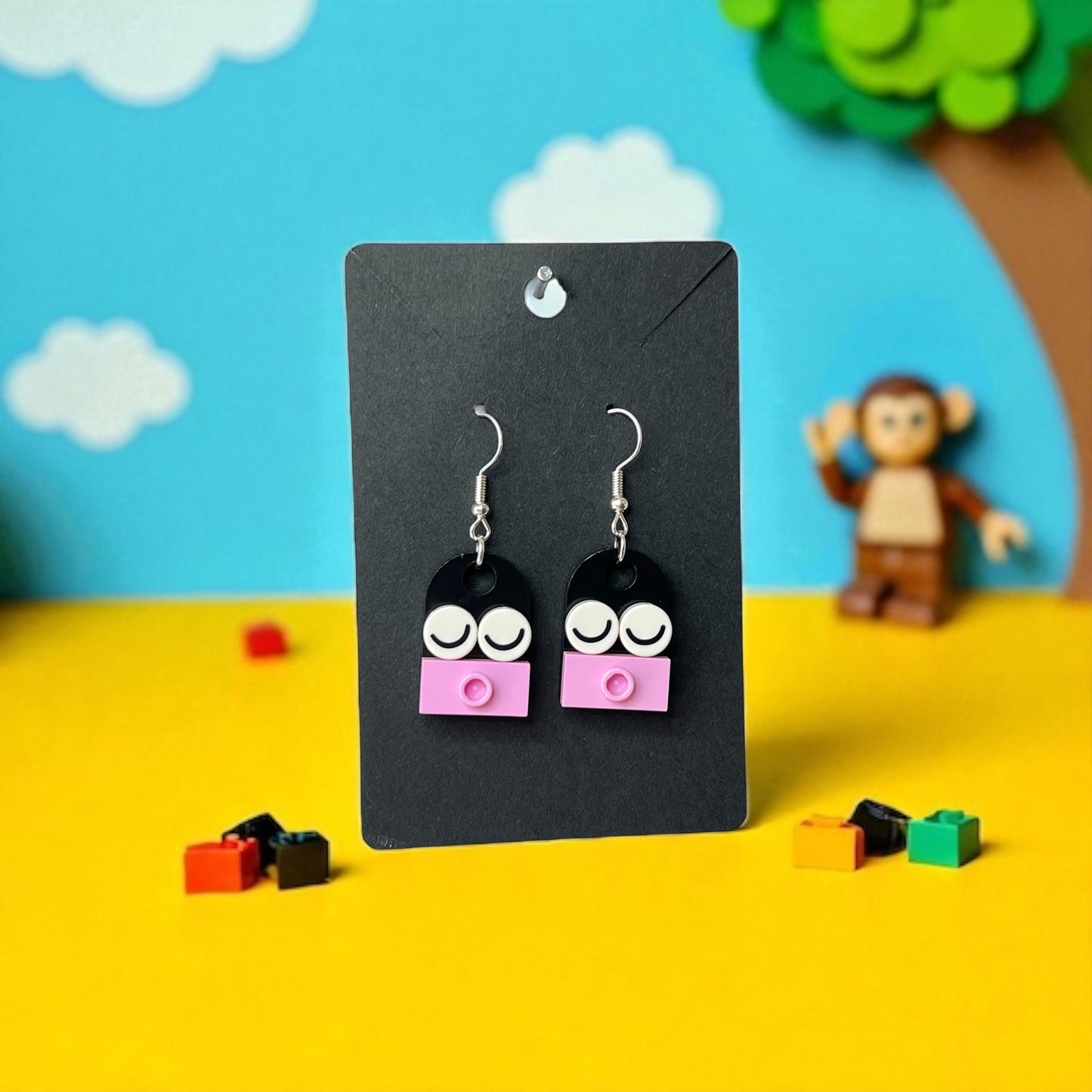 🐵✨ LEGO® Funky-MONKEY Drop-Hook Earrings 🐵✨