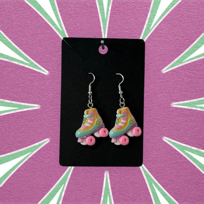 Roller-Skate Silver Drop-Hook Earrings