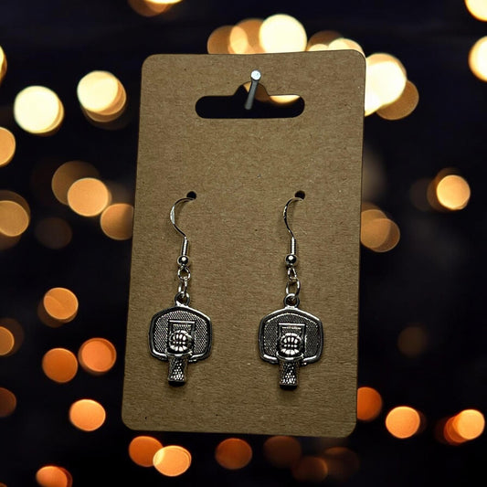 Basketball Hoop Silver Hook Earrings 🏀