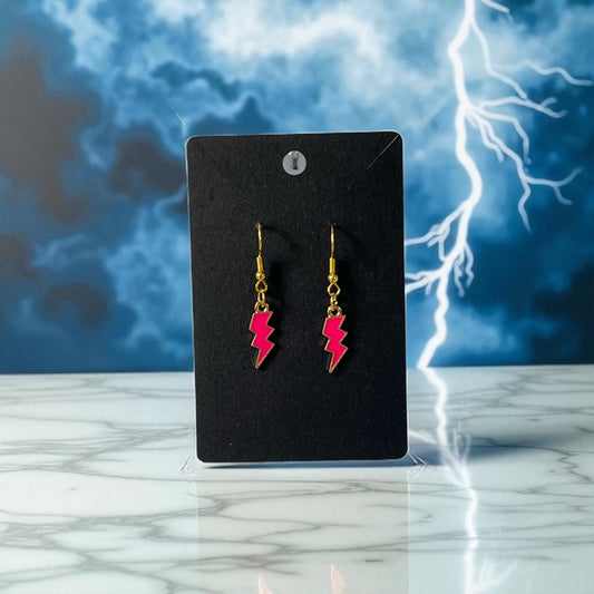 Lightening Bolt Gold-Plated Drop Hook Earrings