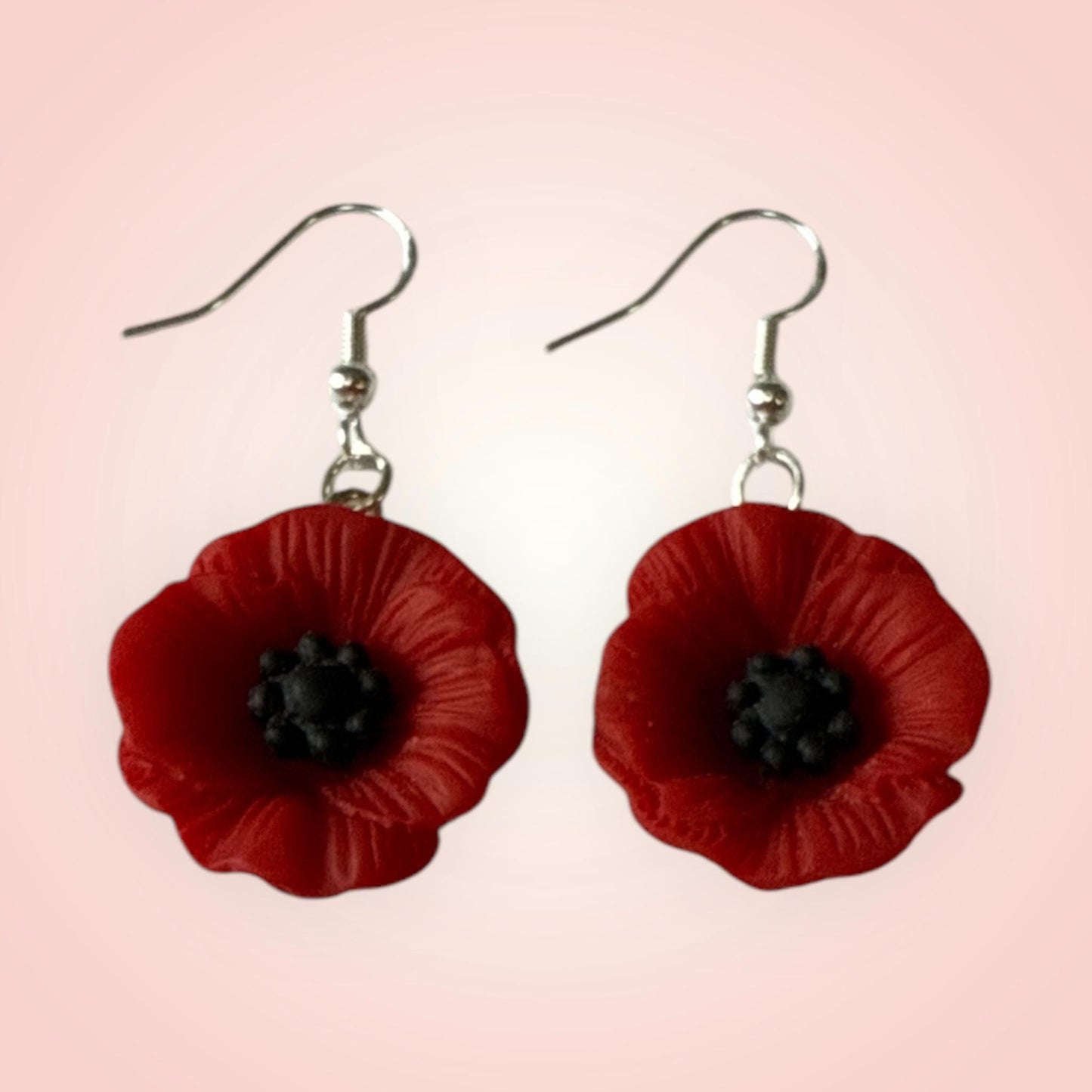 Remembrance Day Silver Drop-Hook Earrings