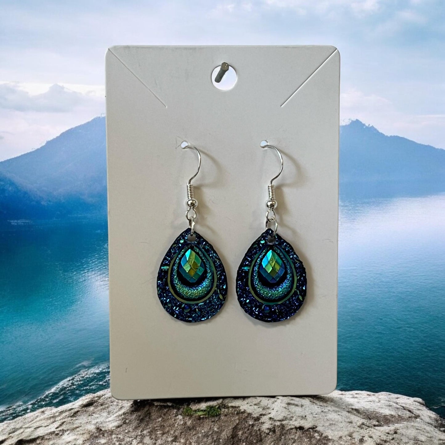 PEACOCK Inspired Silver Drop-Hook Earrings