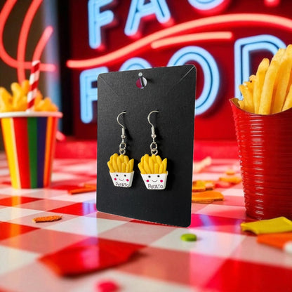 Fast Food Silver Drop-Hook Earrings