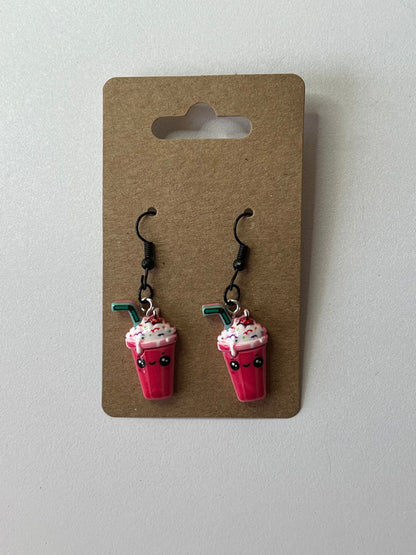 🥤💖 Pink Milkshake Drop-Hook Earrings 💖🥤