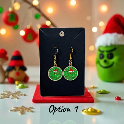 💚🎄 Grinch-Inspired Drop-Hook Earrings 🎄💚