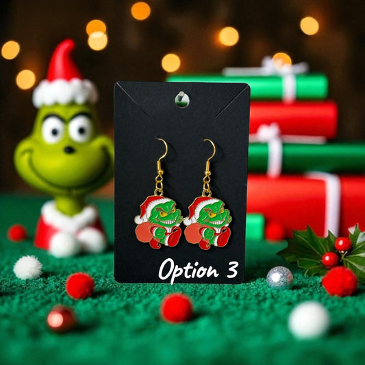 💚🎄 Grinch-Inspired Drop-Hook Earrings 🎄💚