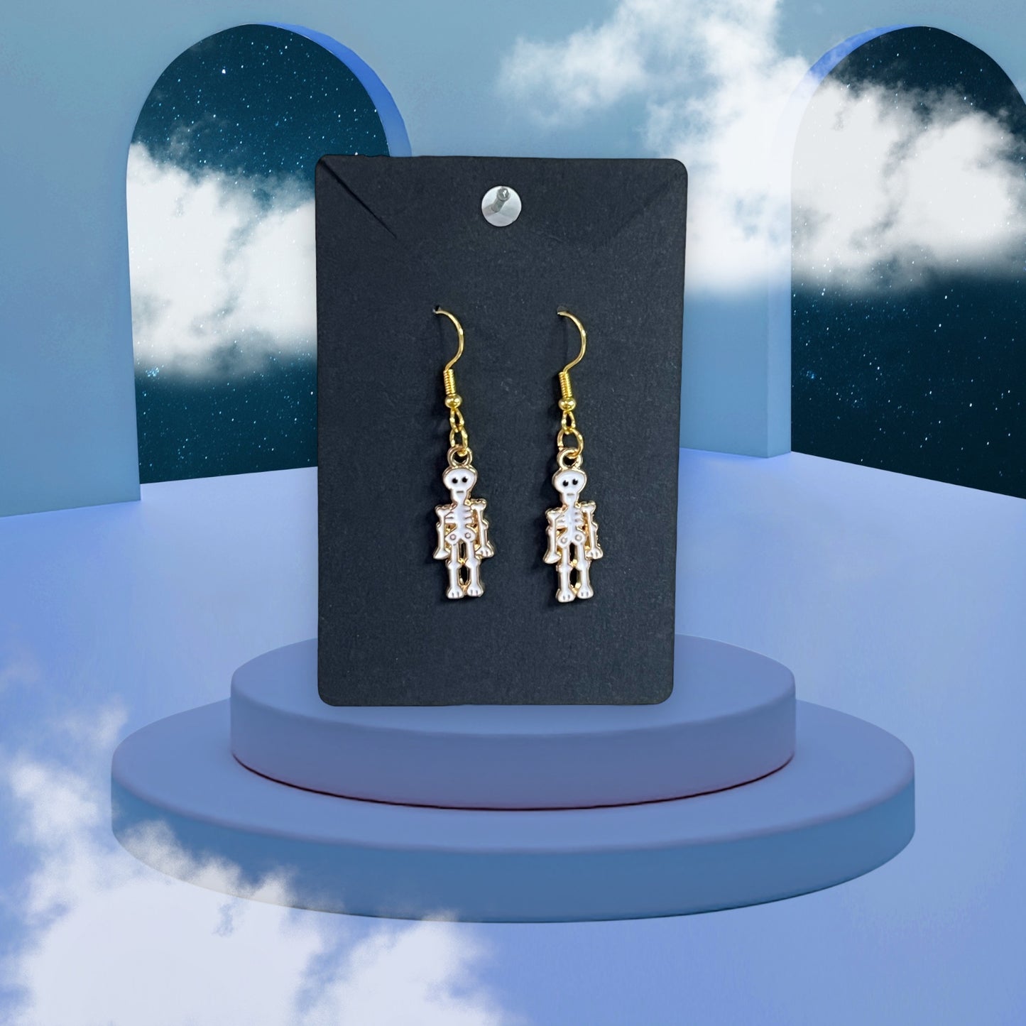 HALLOWEEN Skeleton - Gold Plated Drop-Hook Earrings