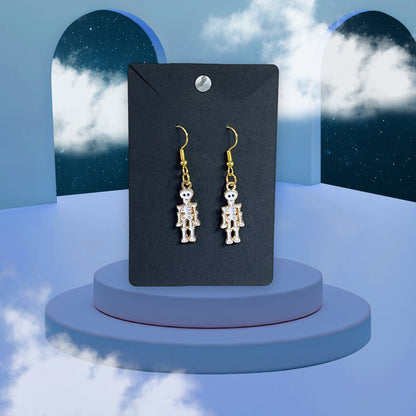 HALLOWEEN Skeleton - Gold Plated Drop-Hook Earrings