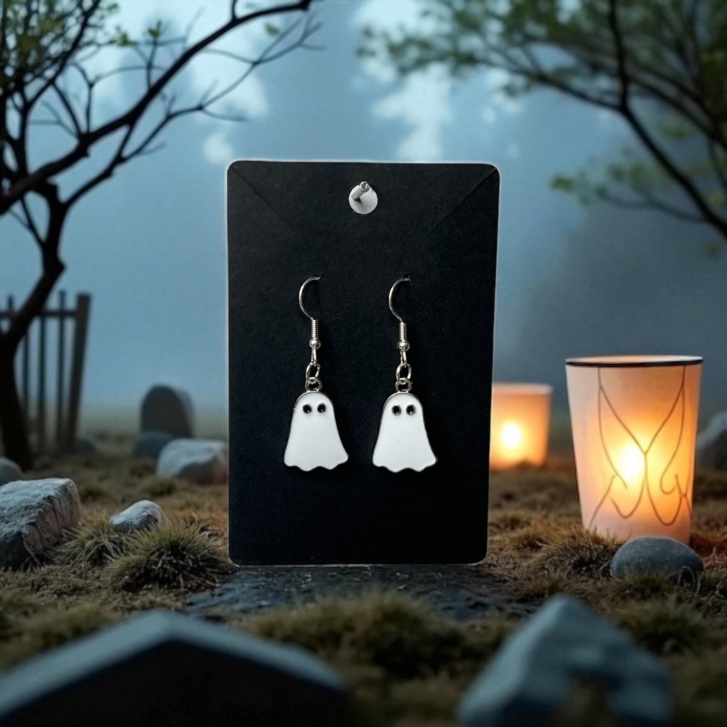 Halloween Skeleton & Ghost Drop-Hook Earrings – Multiple Hook Colours Available! 👻🎃