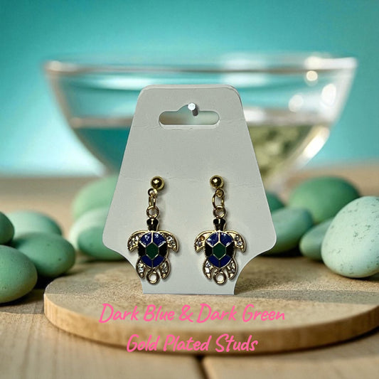 Dimonte Turtles - Gold Plated Stud or Drop-Hook Earrings