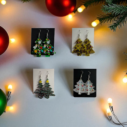 🎄✨  Christmas Tree Resin Drop-Hook Earrings ✨🎄