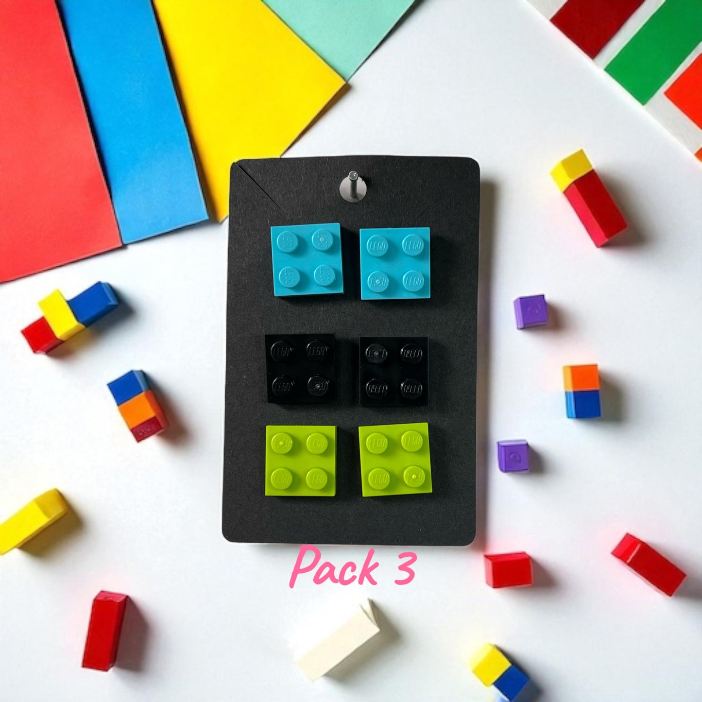 🧱 🧩 LEGO® 2x2 Plate Set on Silver Stud Earrings 🧩 🧱