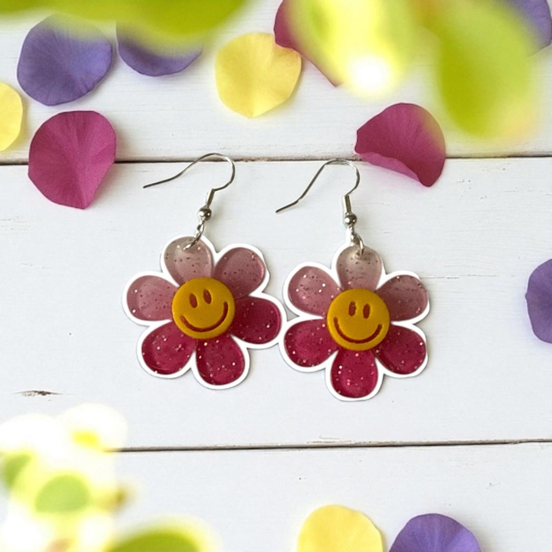 Smile Sunshine Silver Drop-Hook Earrings