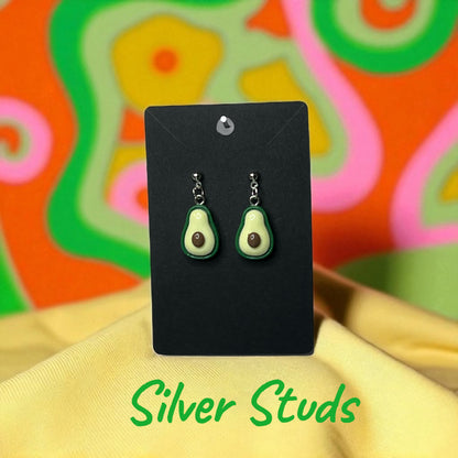 🥑 AVO Smash - Silver Stud or Drop-Hook Earrings 🥑