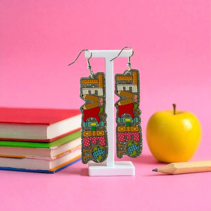 Teacher Silver Drop-Hook Earrings