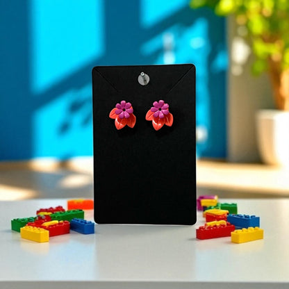 🌸 LEGO® 'Fluro Orange' Flower Stud Earrings – Pick Your Petals! 🌸