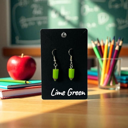 Coloured Pencil on Silver Drop-Hook Earrings