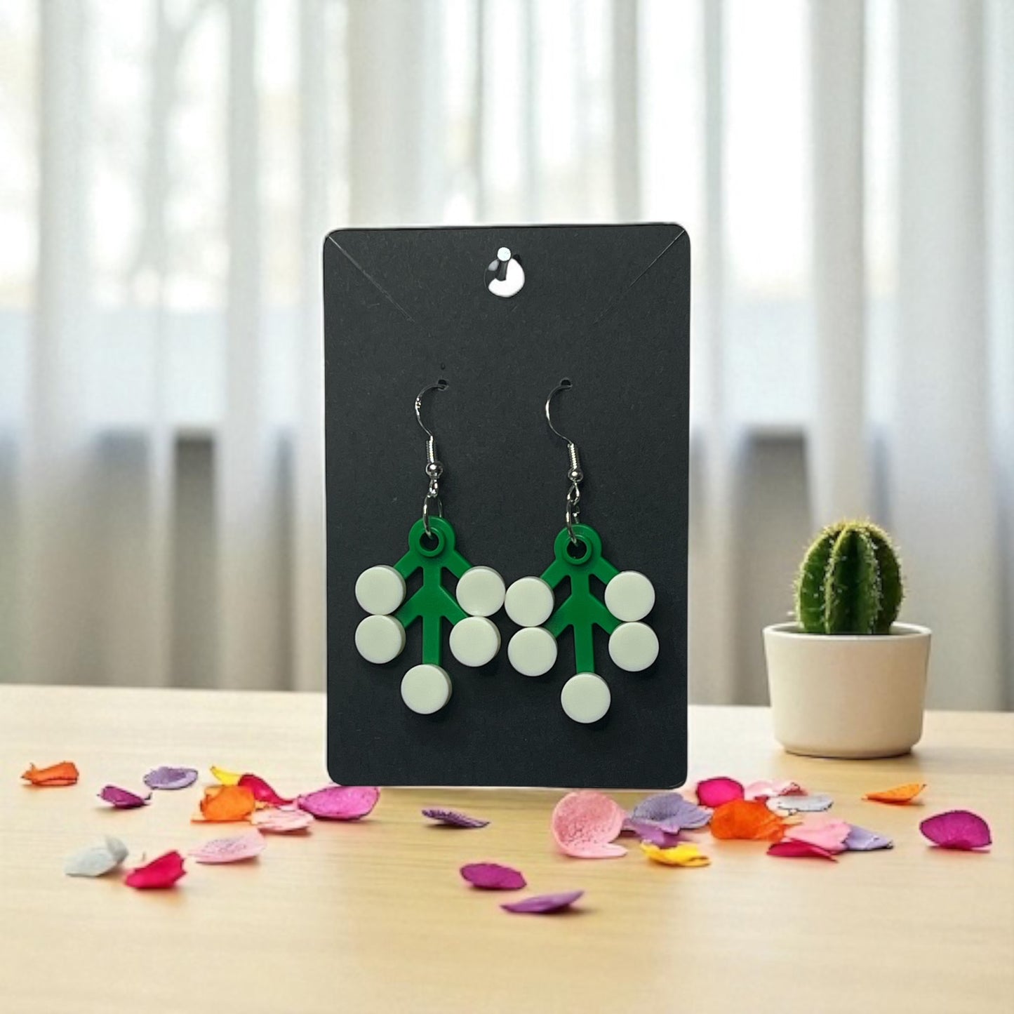 LEGO® GLOW in the Dark Trees on Hook-Drop Earrings