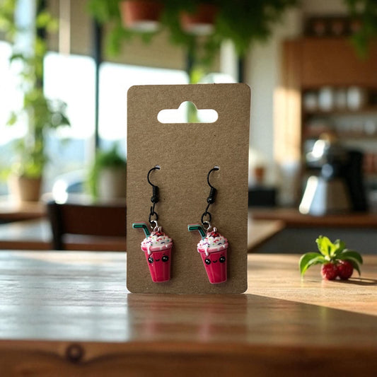 🥤💖 Pink Milkshake Drop-Hook Earrings 💖🥤