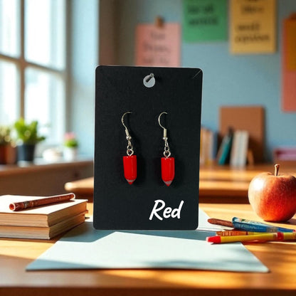 Coloured Pencil on Silver Drop-Hook Earrings