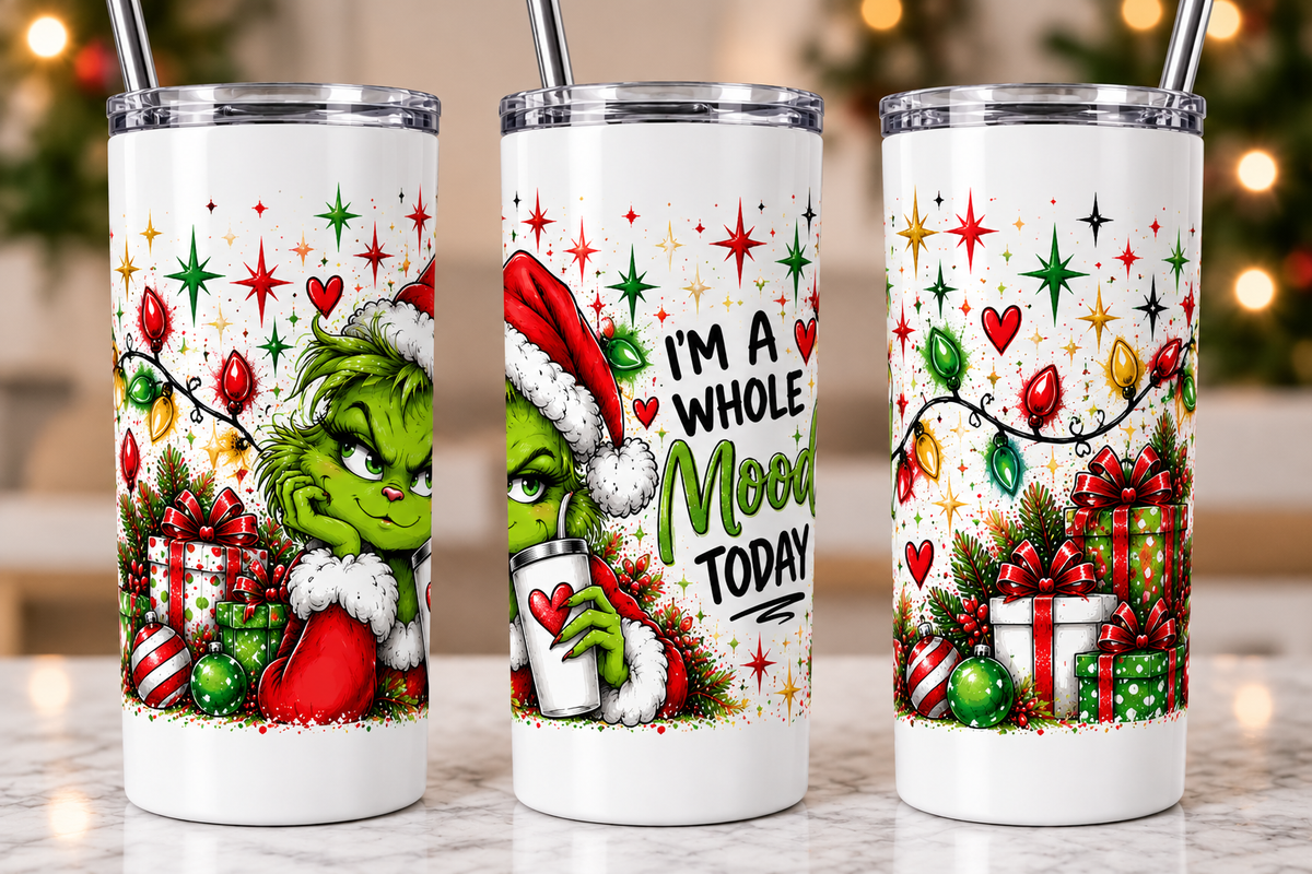 💚🎅 I'm a WHOLE Mood Today! – 20oz Christmas Tumbler 🎄💚