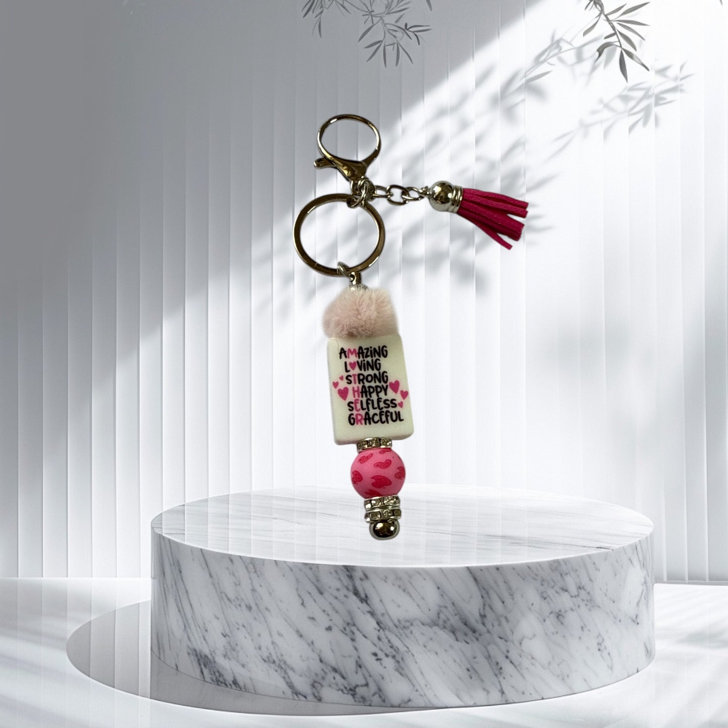 💖 Amazing Mother Pink Beaded Keychain 💖