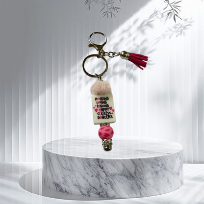 💖 Amazing Mother Pink Beaded Keychain 💖