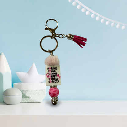 💖 Amazing Mother Pink Beaded Keychain 💖