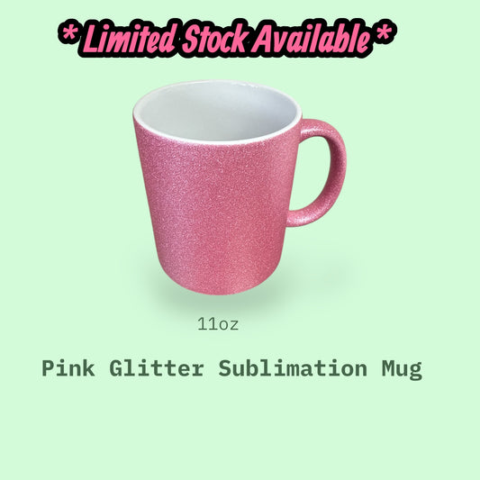 💖 Pink Glitter 11oz Sublimation Mug – Add Your Own Creative Flair!