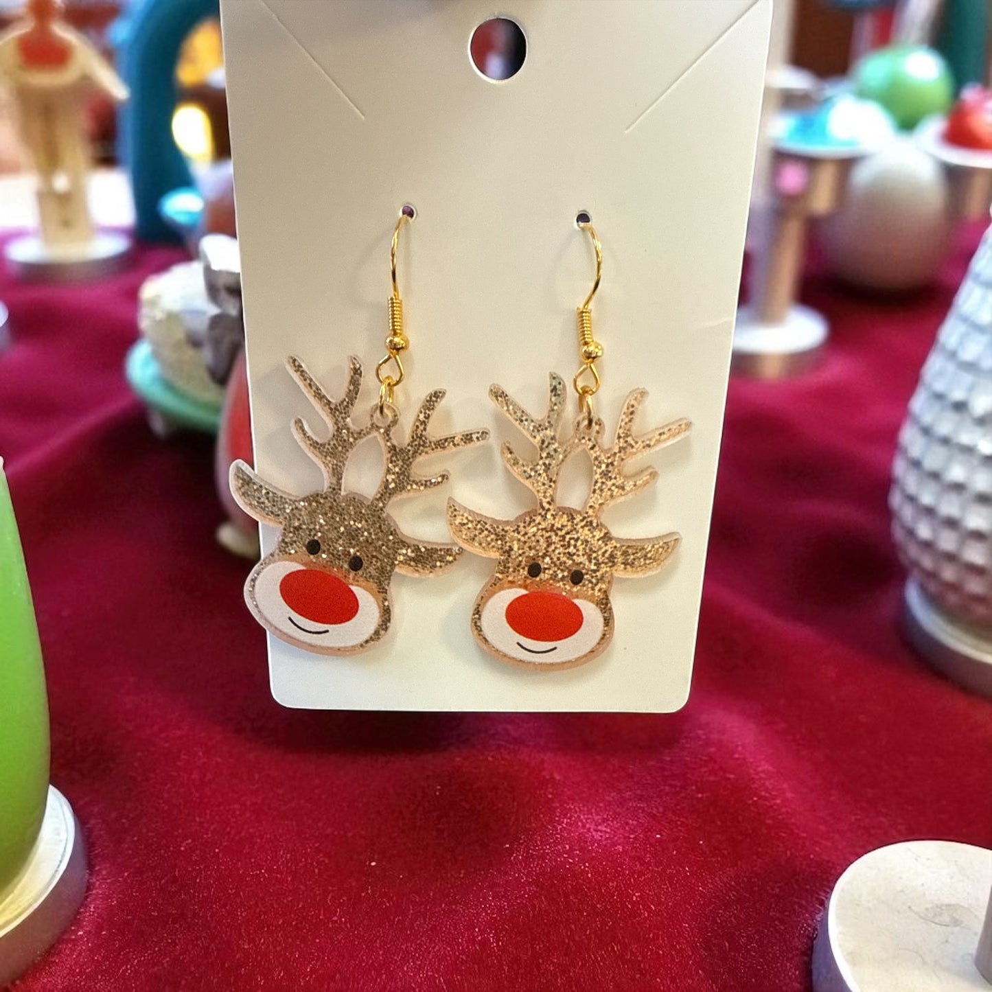 🎄✨ Christmas Sparkle Reindeer Drop-Hook Earrings ✨🎄