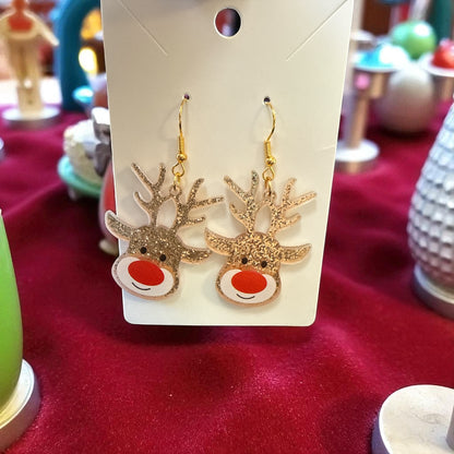 🎄✨ Christmas Sparkle Reindeer Drop-Hook Earrings ✨🎄