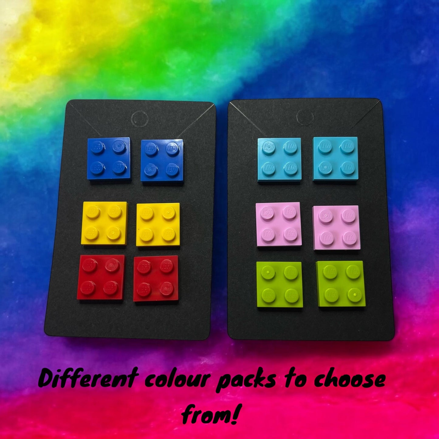 🧱 🧩 LEGO® 2x2 Plate Set on Silver Stud Earrings 🧩 🧱