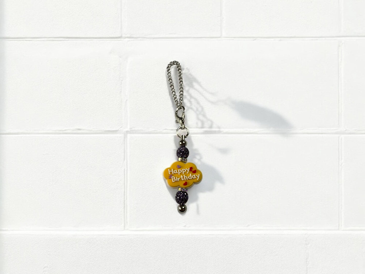 Happy Birthday Pendants with Sparkly Charms - Assorted Drink Bottle / Cup Charms (Silver Chain)