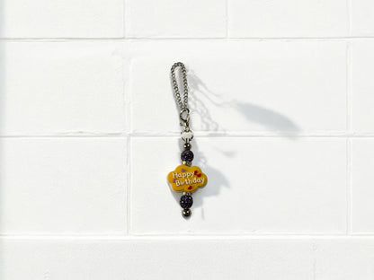 Happy Birthday Pendants with Sparkly Charms - Assorted Drink Bottle / Cup Charms (Silver Chain)