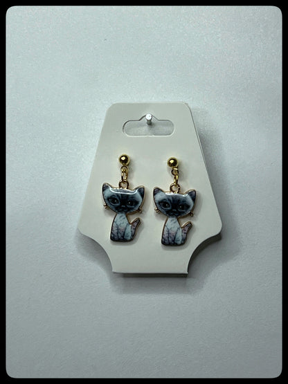 Puuurfect Pussy Cat Gold-Plated Stud Earrings