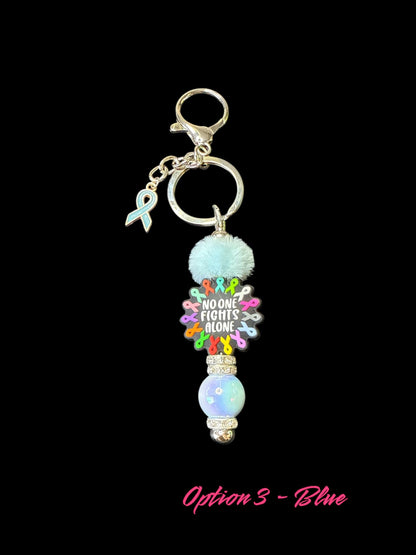 🎗️ Cancer – No One Fights Alone Silver Keychain 🎗️
