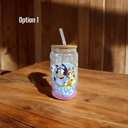 💙 Bluey-Inspired UV DTF Glass Tumbler – For the Biggest Little Fans! 💙