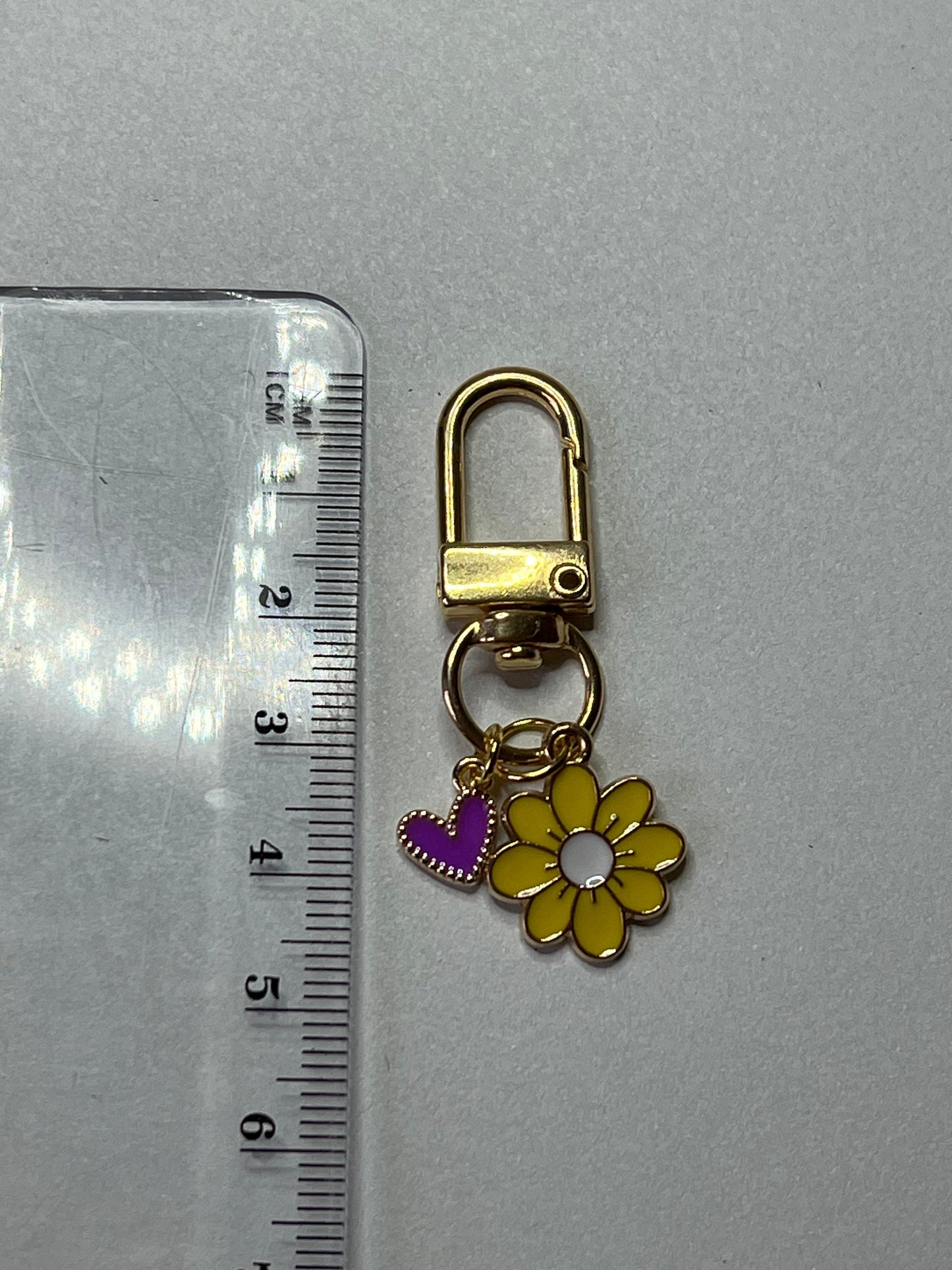 Flower & Heart Gold Keychain (Lobster Keyring)