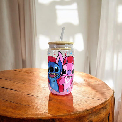 🌺 Lilo & Stitch-Inspired UV DTF Glass Tumbler – Sip with Aloha 🌺